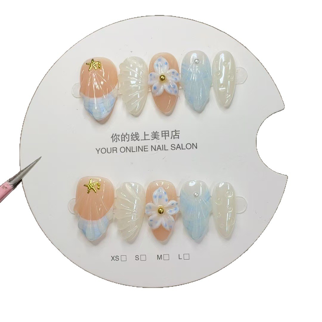 [Colección de manicuras talladas] comercio exterior transfronterizo exclusivamente para usar a mano puro parche de uñas falsas de almendras de estilo europeo y americano