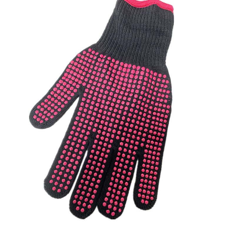 En stock peluquería anti-scald PVC bead guantes de belleza rizador de pelo peluquería de alta temperatura resistente a 250 grados de aislamiento térmico guantes antideslizantes
