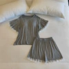 3376.2#Light gray (fixed chest pad) short sleeves + shorts