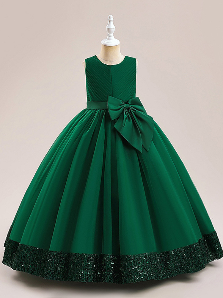 Vestido de niña Vestido medio y grande para niños Flor de rendimiento ropa para niños vestido de novia vestido largo de niña princesa vestido de malla de lentejuelas