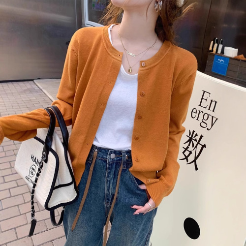 Women's Spring and Summer New Arrival Korean Style Loose and Slender Knit Sweater Coat, Casual Outerwear Cardigan Top for Layering