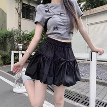 薄款蓬蓬灯笼短裙春夏季防走光半身裙女松紧腰小个子舞蹈蛋糕短裙