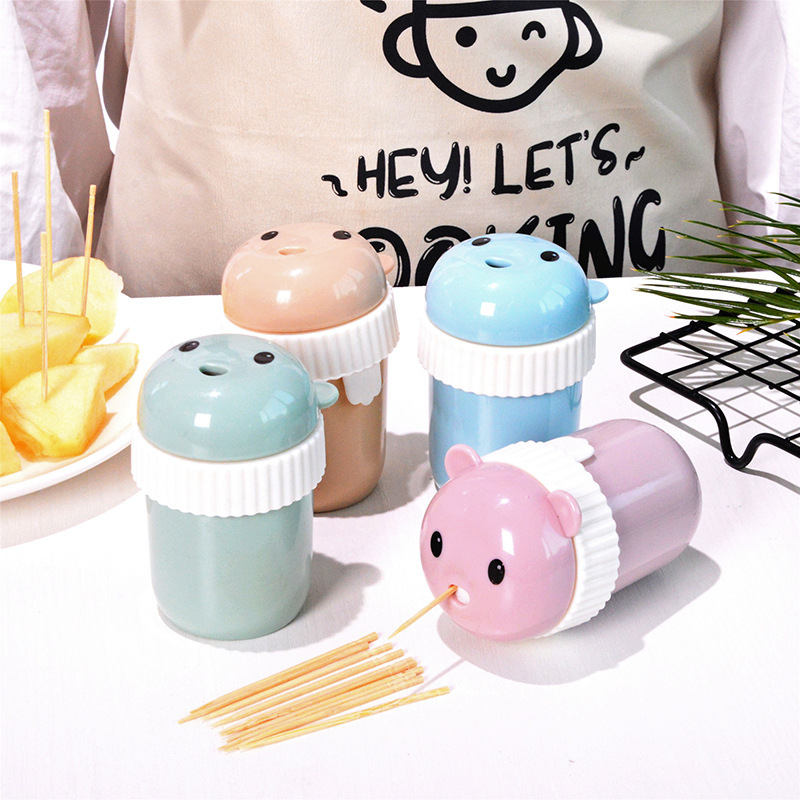 Home Living Creative Cartoon Bear Toothpick Holder Portable Simple Dining Hotel Toothpick Can Toothpick Box High-Quality