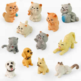 跨境新款仿真迷你猫狗蓝猫小动物认知模型玩具微景观园艺DIY摆件