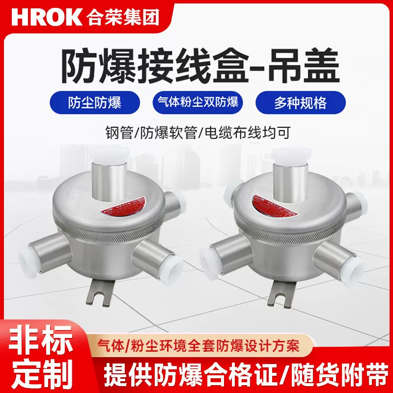 防爆接线盒DN15 线盒IIC级圆形4分防爆接线盒直通316L不锈钢吊盖