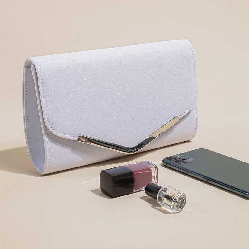 New Style Simple Fashion Flash Material Evening Bag High-class V-shaped Hardware Cheongsam Gift Bag All-match Cocktail Bag