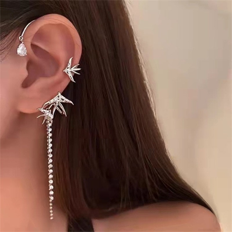 スーパーフラッシュバタフライイヤーフック、ピアスなし、女性用オールインワンイヤリング、気質、個性、ファッショナブルで多用途な新しいイヤリング|undefined