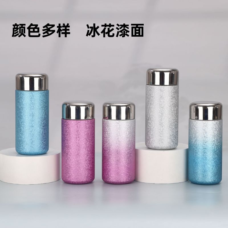 工場直送の高品質チタンコーティング断熱カップ、ミニ氷模様の軽い高級ポケットカップ、オフィスティーバブル真空チタンカップ|undefined