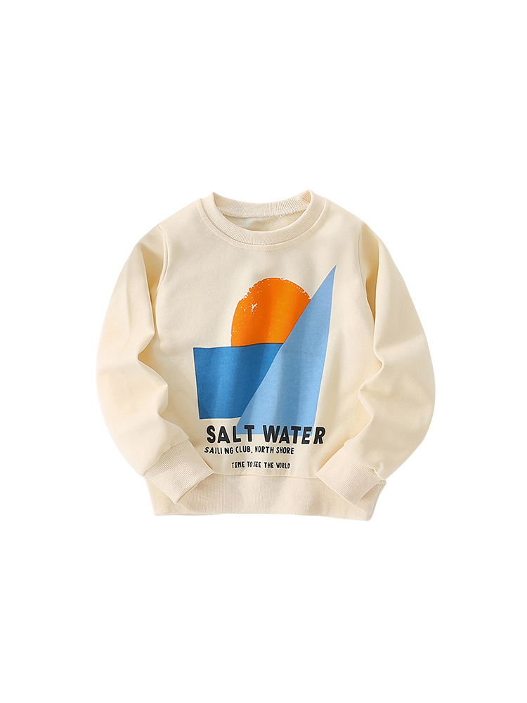 Malwee transfronterizo ropa de otoño infantil nueva camiseta Europa y América para niños guapo impresión de cuello redondo manga larga camiseta casual