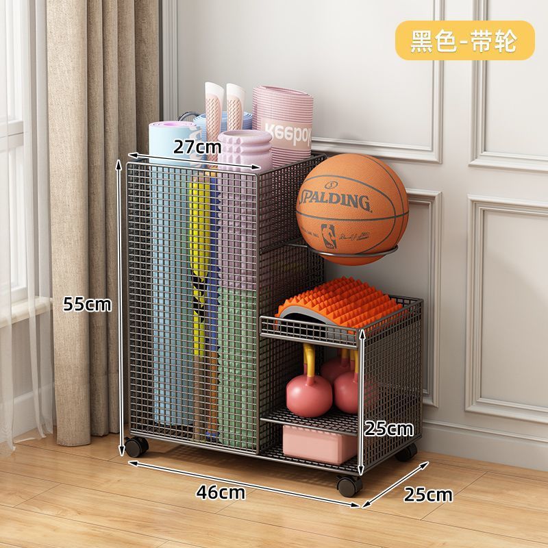 Rack de almacenamiento de baloncesto para equipos de gimnasio de deporte interior doméstico rack de almacenamiento de bádminton tipo mat de yoga cesta de almacenamiento con rueda