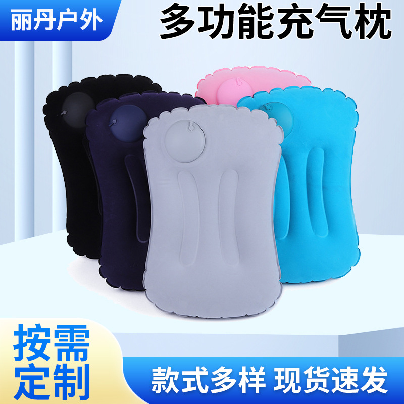 Pilhada inflable de PVC flocado fabricantes de aviones de alta velocidad al aire libre almohada inflable de cuello portátil almohada de presión al por mayor