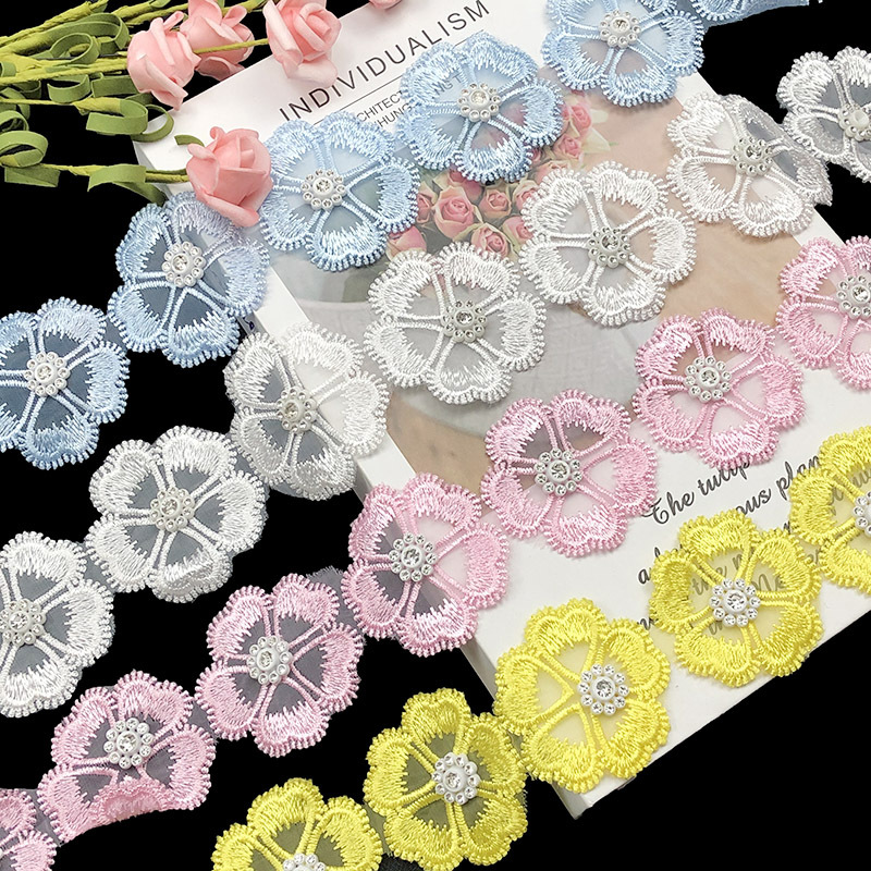 现货 手工钉珠花边服饰辅料 DIY洛丽塔装 饰蕾丝朵花服装婚纱礼服