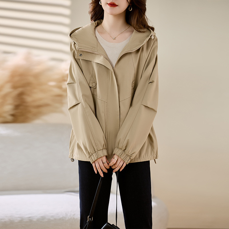 Wear Hooded Windbreaker for Little People. Women’S New Elegant in Autum, Fashionable and Versatile, Loose and Slimming Look