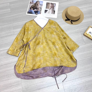 Nanyou New Chinese Style Silk Fragrant Cloud Gauze Blouse Retro Versatile Loose Side Placket Tie Tang Suit Women's Top