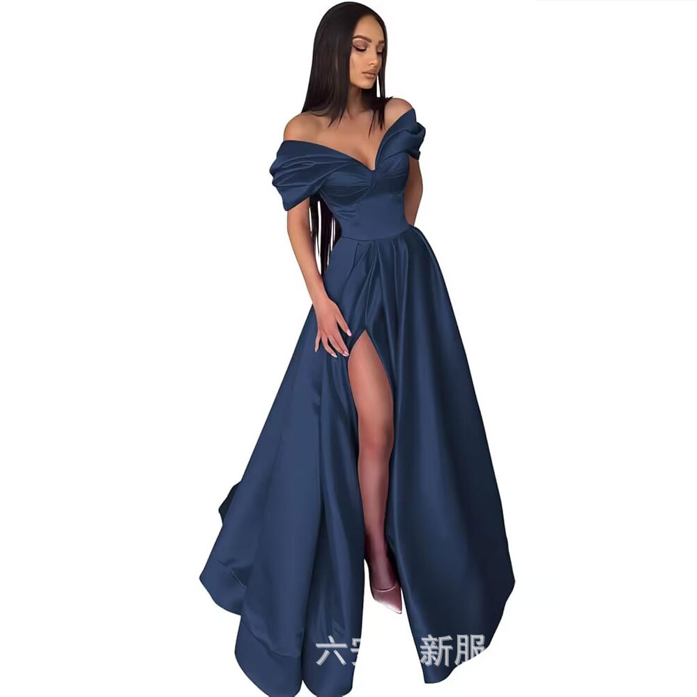 Amazon mujer hombros abiertos corazón vestido de baile largo vestido formal de noche con un vestido abierto