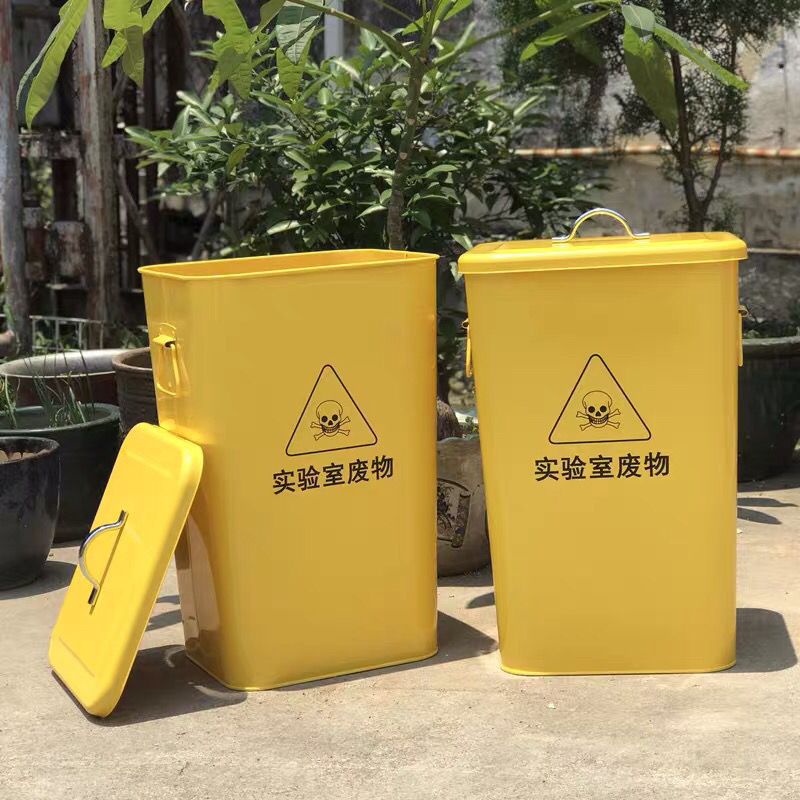 圆形户外分类带盖大号可回收收纳桶烤漆奶茶店工业风垃圾桶