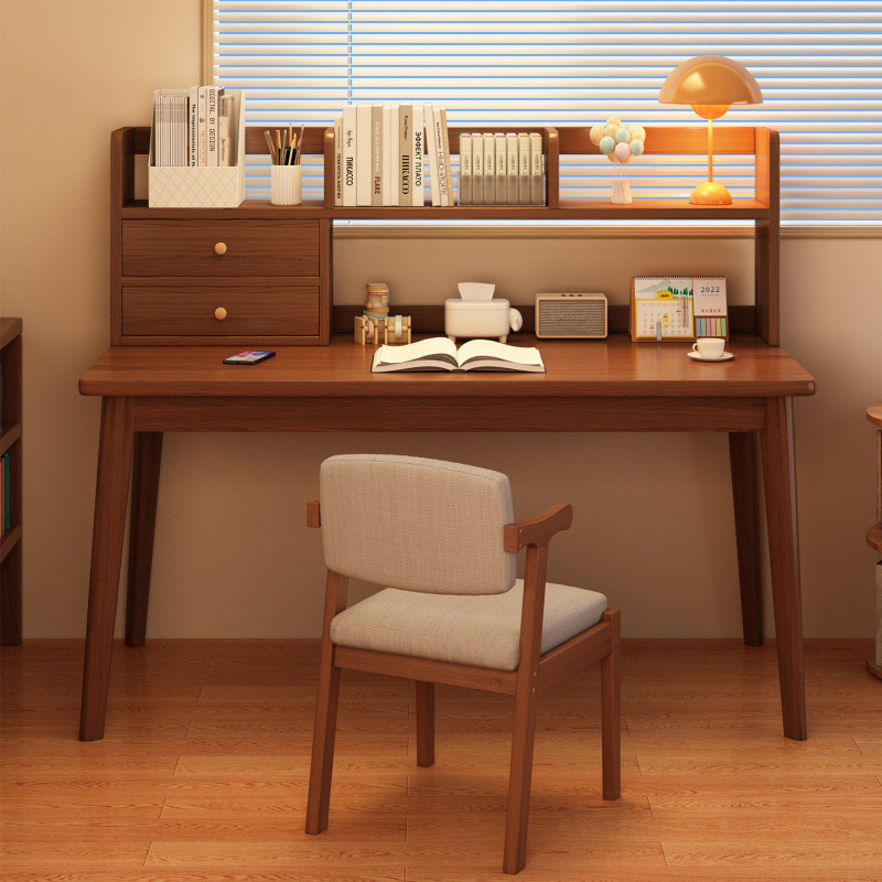 Desk and Bookshelf Integrated Table for Home Use, Student Study Desk, Small Apartment Bedroom Workstation, Office Computer Desk
