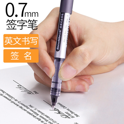 White Snow 157 Ballpoint Pen 0.7mm Black Bold Straight Liquid Ink Pen Office Accounting Thick Tip General Writing Pen