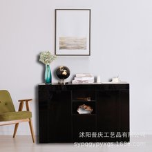 厨房简约LED灯智能餐边柜实木茶水柜多功能储物置物架客厅玄关柜