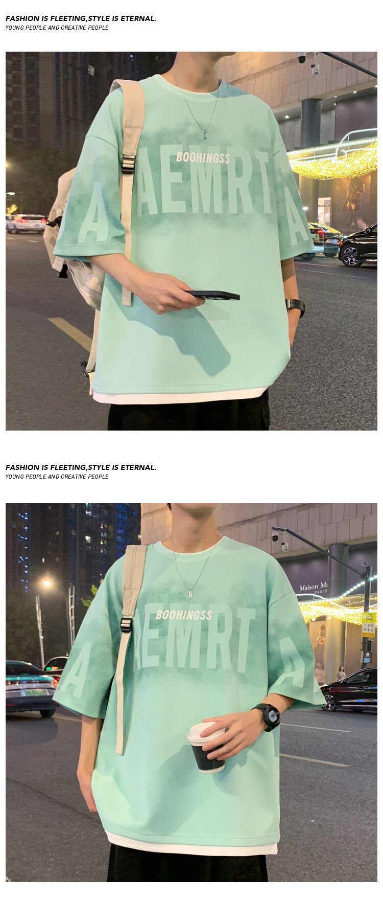 T-shirt da uomo stile americano due pezzi per estate casual_voghion.com