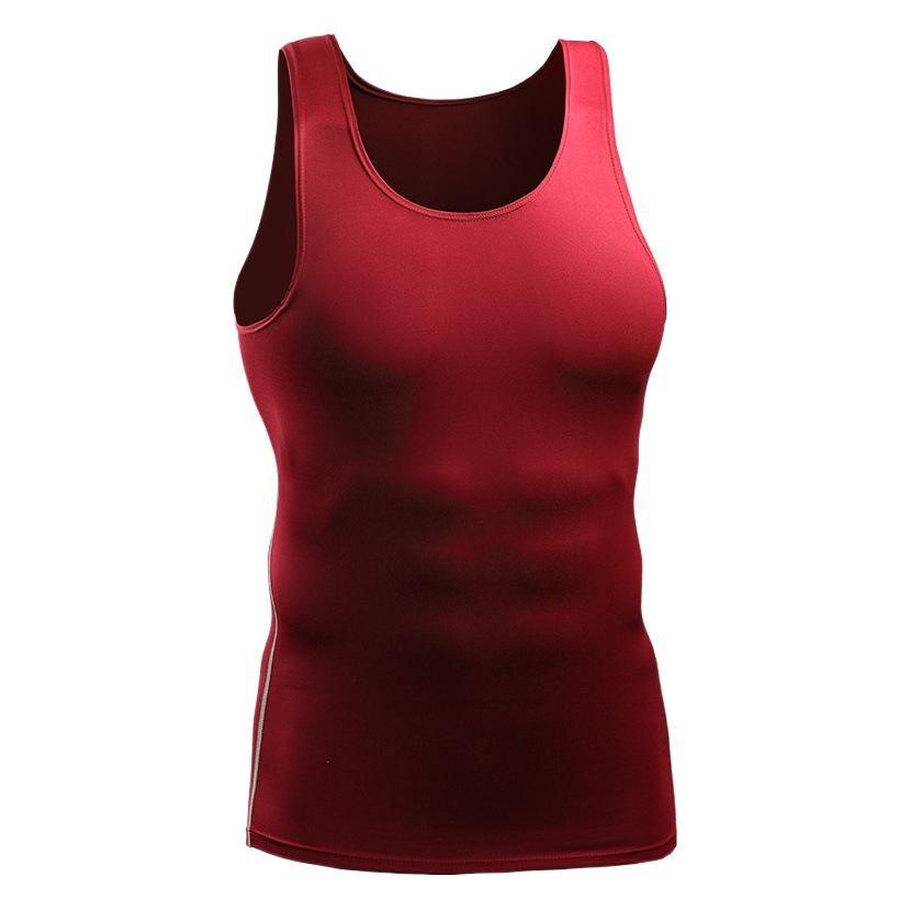 Verano nuevo chaleco deportivo de los hombres apretado fitness ropa de correr color sólido estiramiento sin mangas de secado rápido ropa de entrenamiento superior