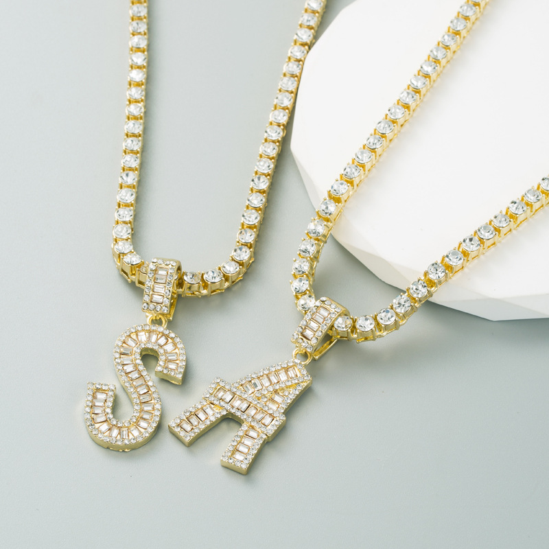 Fashion Letter Copper Pendant Necklace Plating Inlay Zircon Copper Necklaces