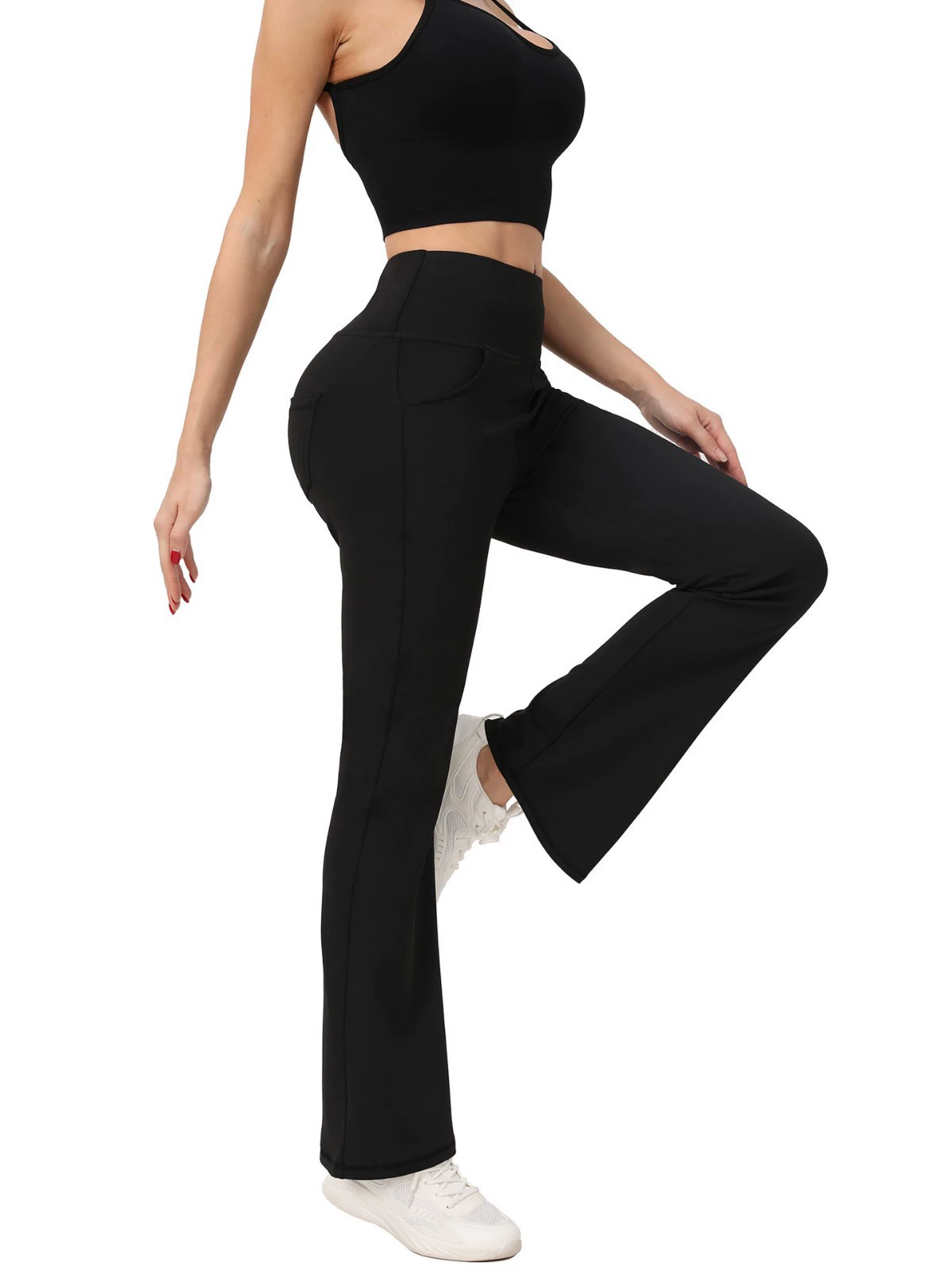(Кросс-бордерная торговля), л leggings, спортивное туристическое нижнее белье для коррекции формы бедер, расклешенные брюки для спортивного зала, европейский стиль, новая коллекция, высокая талия