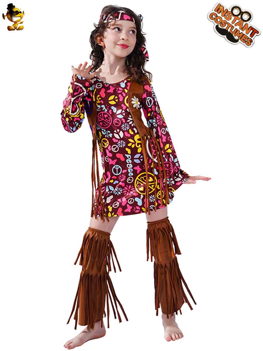 Hippie transfronterizo retro vestido de las mujeres hip hop stage wear ropa de rendimiento ropa de cosplay ropa de fiesta