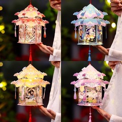 2025中秋节灯笼手工diy材料幼儿园儿童手提兔子花灯古风宫灯批发