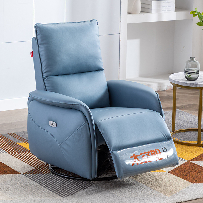 First-class space capsule sofa, single-person electric multifunctional leather massage and nail-care lounge chair for living rooms, featuring tech-inspired fabric design.