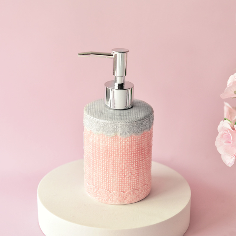 Botella de desinfectante de cerámica rosa americana creativa de artículos de higiene inwind decoración decoración botella de presión