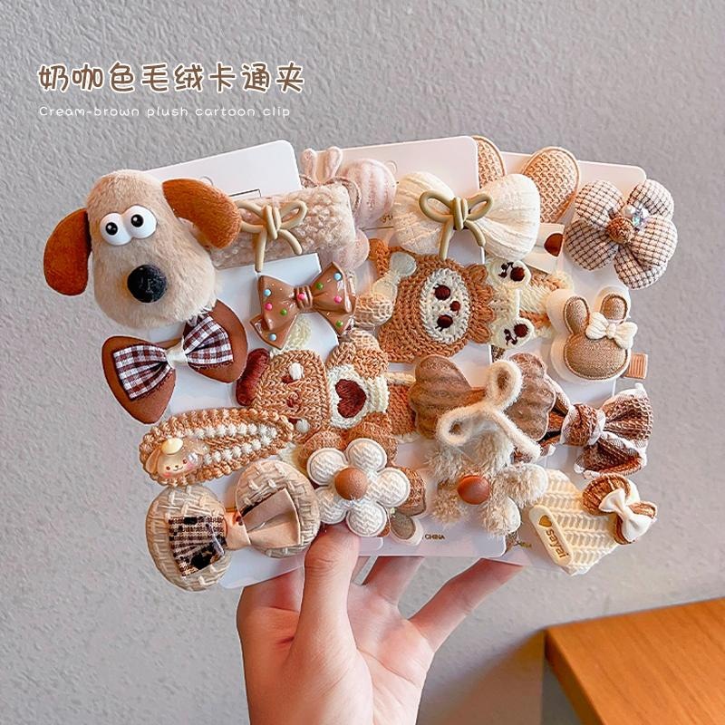 Yuanqi brocas de cabello de color café leche no daña pelúcia niñas frises brocas de cabello rotas adorables bebés de alto color brocas de cabello adornamiento para el cabello