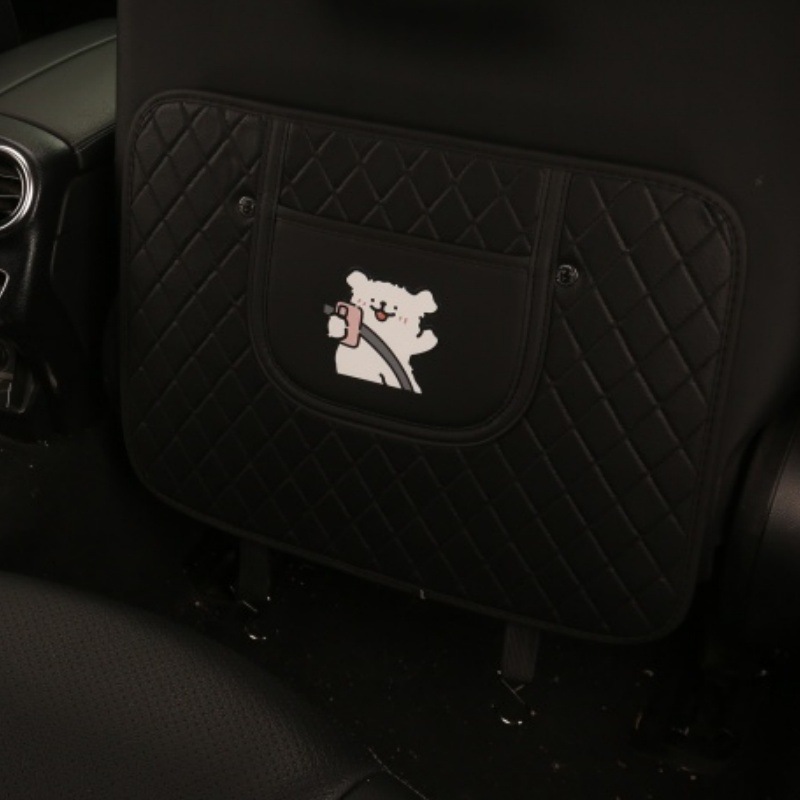 Car Seat Back Anti-Kick Pad Quilted Embroidered Driving Puppy Anti-Kick Pad Car Seat Back Anti-Fouling Pad Anti-Dirty Pad