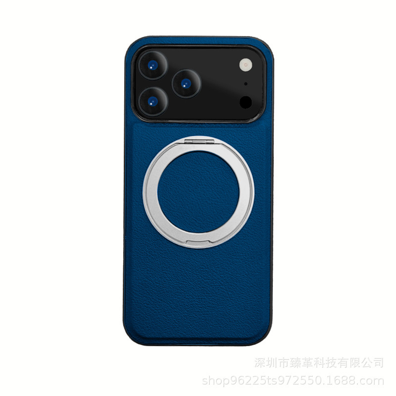 适用iPhone17promax 旋转支架手机壳360度磁吸商务素皮防摔保护套|undefined