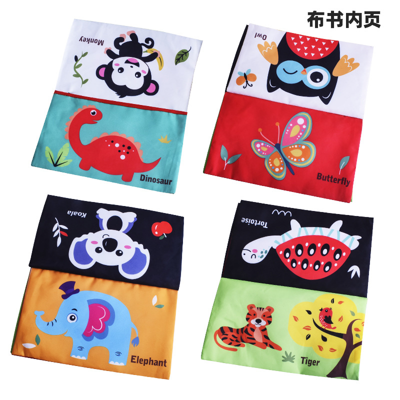 Libro de tela harem transfronterizo Coche colgante plegable cabeza entrenamiento bebé color cognitivo infantil educación temprana libro de tela