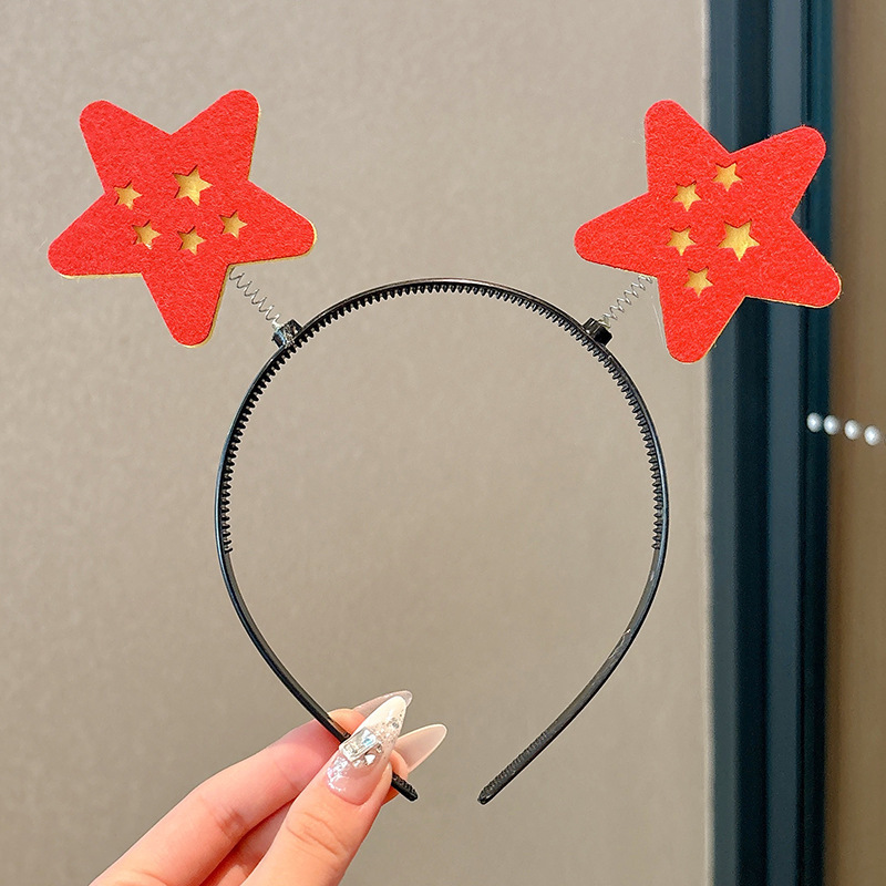 国庆节儿童五星红旗发箍女中国梦创意文字女童不伤发头箍发卡发饰|undefined