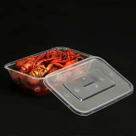 长方形500m一次性餐盒l带盖塑料外卖透明650ml便当打包饭盒美式