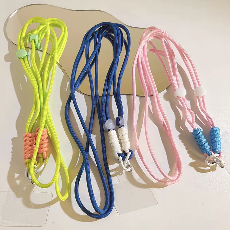 Двойная пряжка для мобильного телефона, однотонная длинная веревка, анти-потерянный боковой ремешок для мобильного телефона, анти-потерянный ремень, персонализированный прочный кулон, диагональная цветная веревка