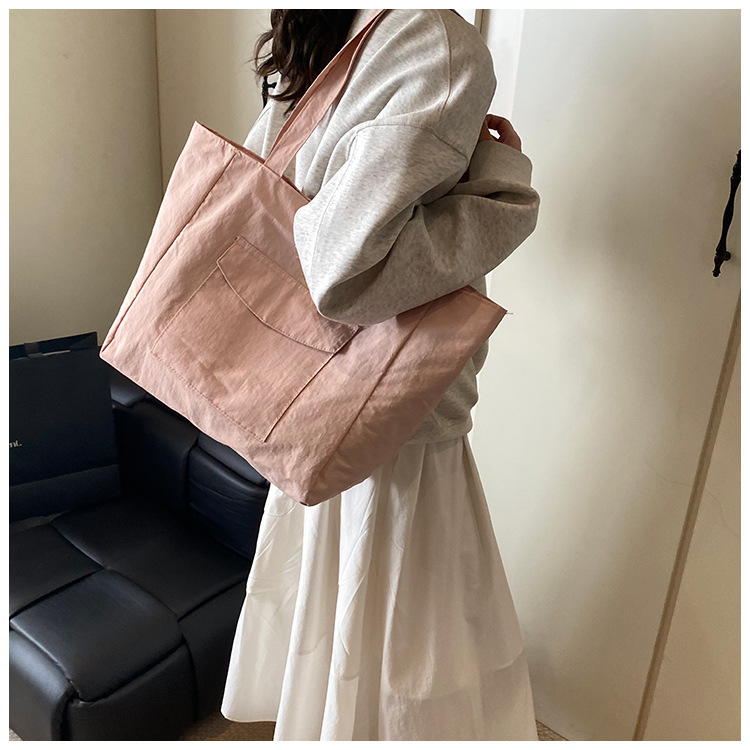 Cross-border laid-back style nylon bag for women 2025 new casual large-capacity shopping handbag, simple and lightweight single-shoulder bag undefined