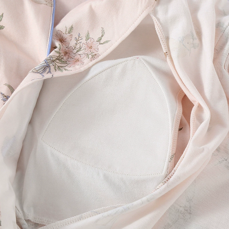Knitted cotton top with cups, demi-season thin pijama for pregnant, adjustable postpartum set for breastfeeding