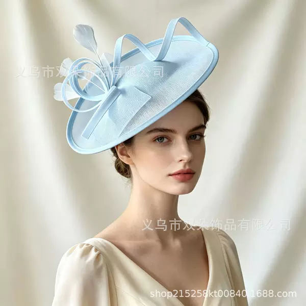 Amazon European and American Style Feather Fascinators, Faux Linen Headwear, Small and Large Brimmed Hair Accessories for Banquets, Horse Racing, Performances, and Tea Parties
