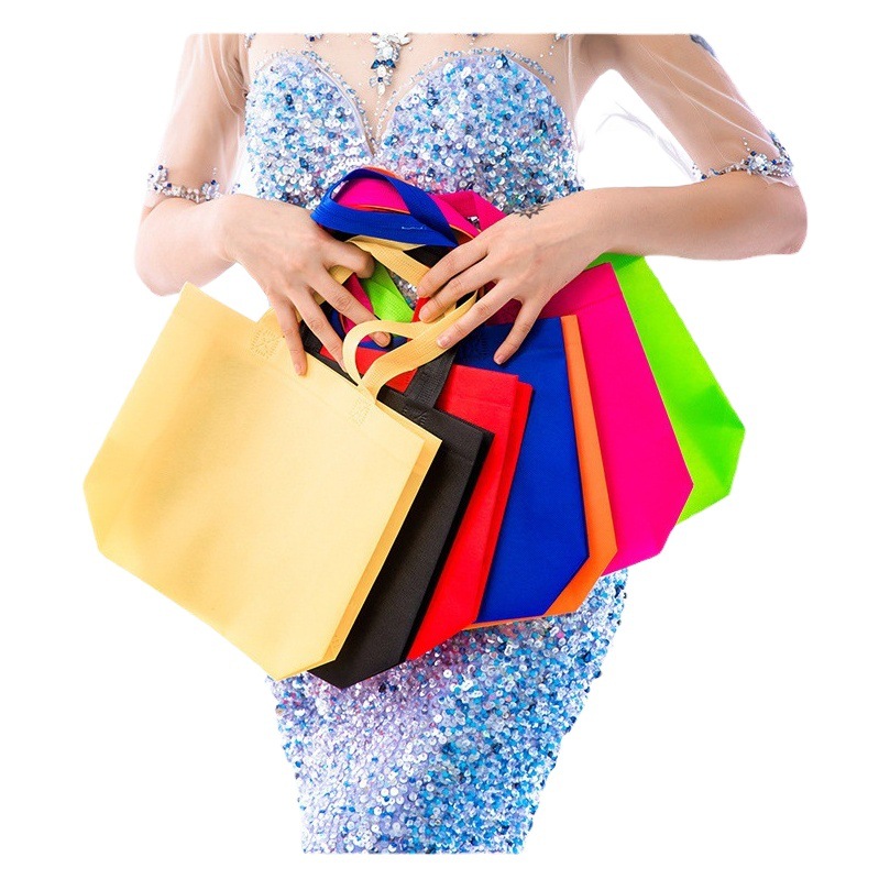 Bolsa de asas verde directa de fábrica bolsa de compras bolsa de chaleco bolsa de publicidad logotipo de película de color bolsa no tejida en stock