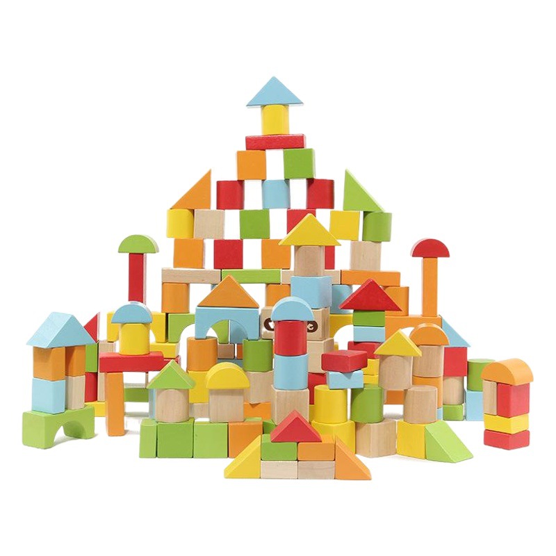 100 bloques de construcción educativos para niños de madera barril partículas grandes ensambladas juguetes para bebés Educación temprana Inteligencia ventas directas de la fábrica