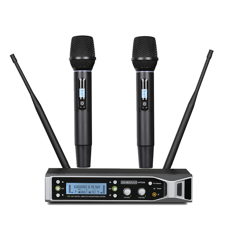 Foreign Trade Wireless Microphone Metal Handheld Adjustable Frequency One to Two Microphone Stage Performance Conference Ktv Singing