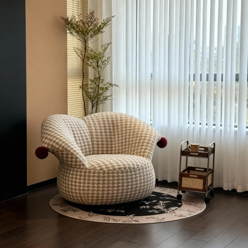 Joker sillón perezoso sofá giratorio único estilo francés crema viento balcón sala de estar diseño casero sofá de tela casual