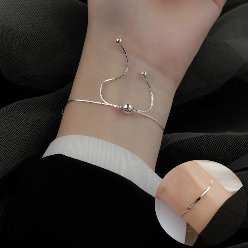 Adjustable Drawstring Curved Tube Bracelet 2026 New Trendy Women's Simple Snake Bone Chain Eggplant Hand Accessory Ins