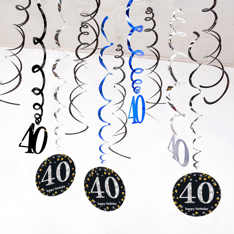 Fiesta de cumpleaños de Amazon Colgante en espiral de PVC de 12 piezas 30 años 40 años 50 años 60 años Decoración de cumpleaños