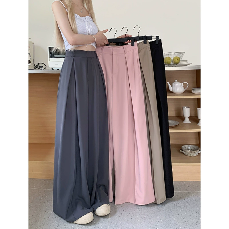 Плюс размер 2025, новые летние повседневные брюки с эластичной резинкой на талии, женские брюки, широкие драпированные брюки в пол в британском стиле для женщин больших размеров.