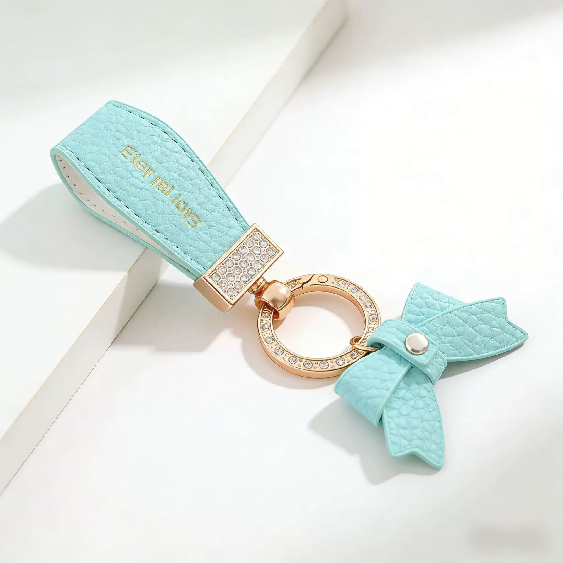 蝴蝶结皮革钥匙扣精致ins女生可爱书包挂饰简约锁匙圈精美批发