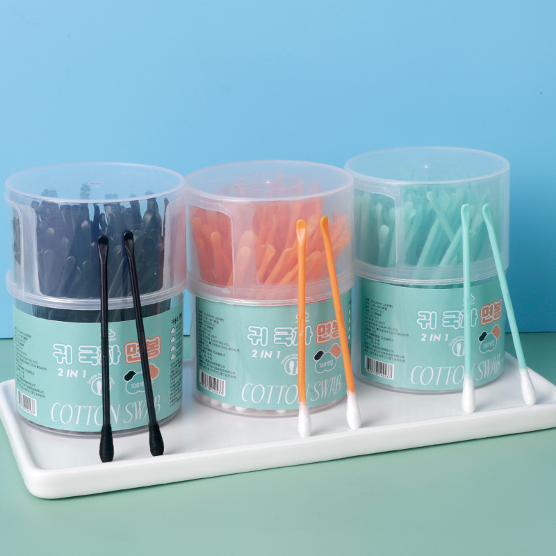 Jeklin 100 Pcs 2-in-1 Disposable Cotton Swabs with Built-in Ear Cleaning Stick, Thick Cotton Swabs, Double-Headed Ear Cleaning Swabs, Wholesale